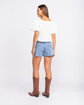 Blusa em Laise com Mangas Mufantes