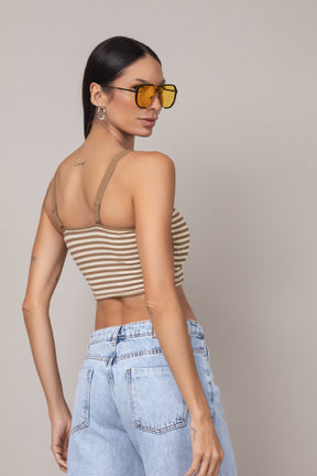 Top Cropped Listrado com Bojo