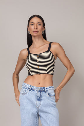 Top Cropped Listrado com Bojo
