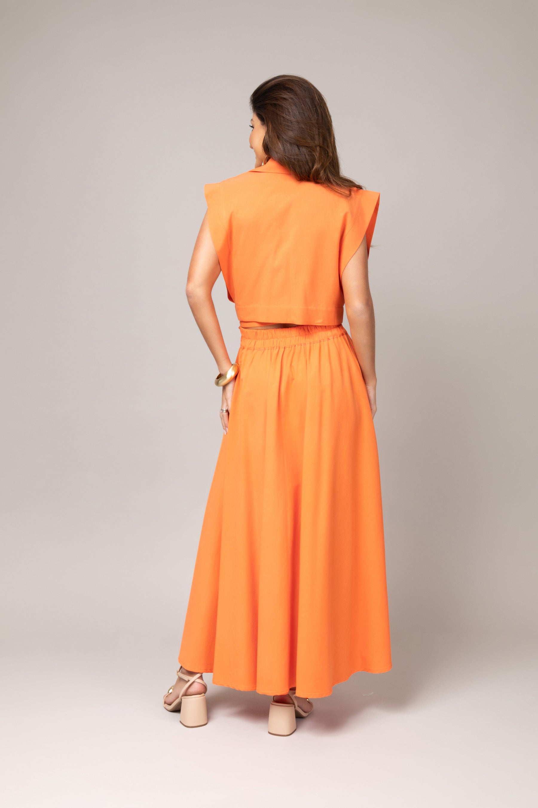 Conjunto Saia Longa e Blusa Transpassada