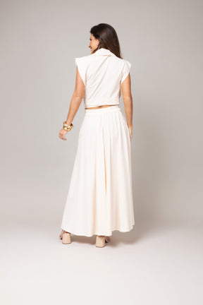 Conjunto Saia Longa e Blusa Transpassada