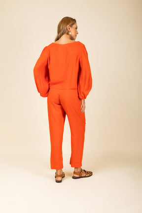 Conjunto Blusa Manga Bufante e Calça