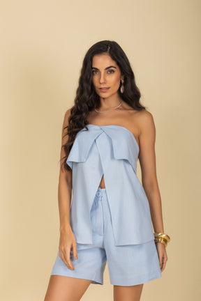 Conjunto Blusa Strapless e Short