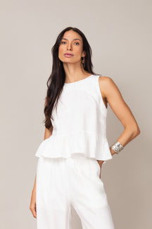 Conjunto com Blusa Peplum e Calça Pantalona