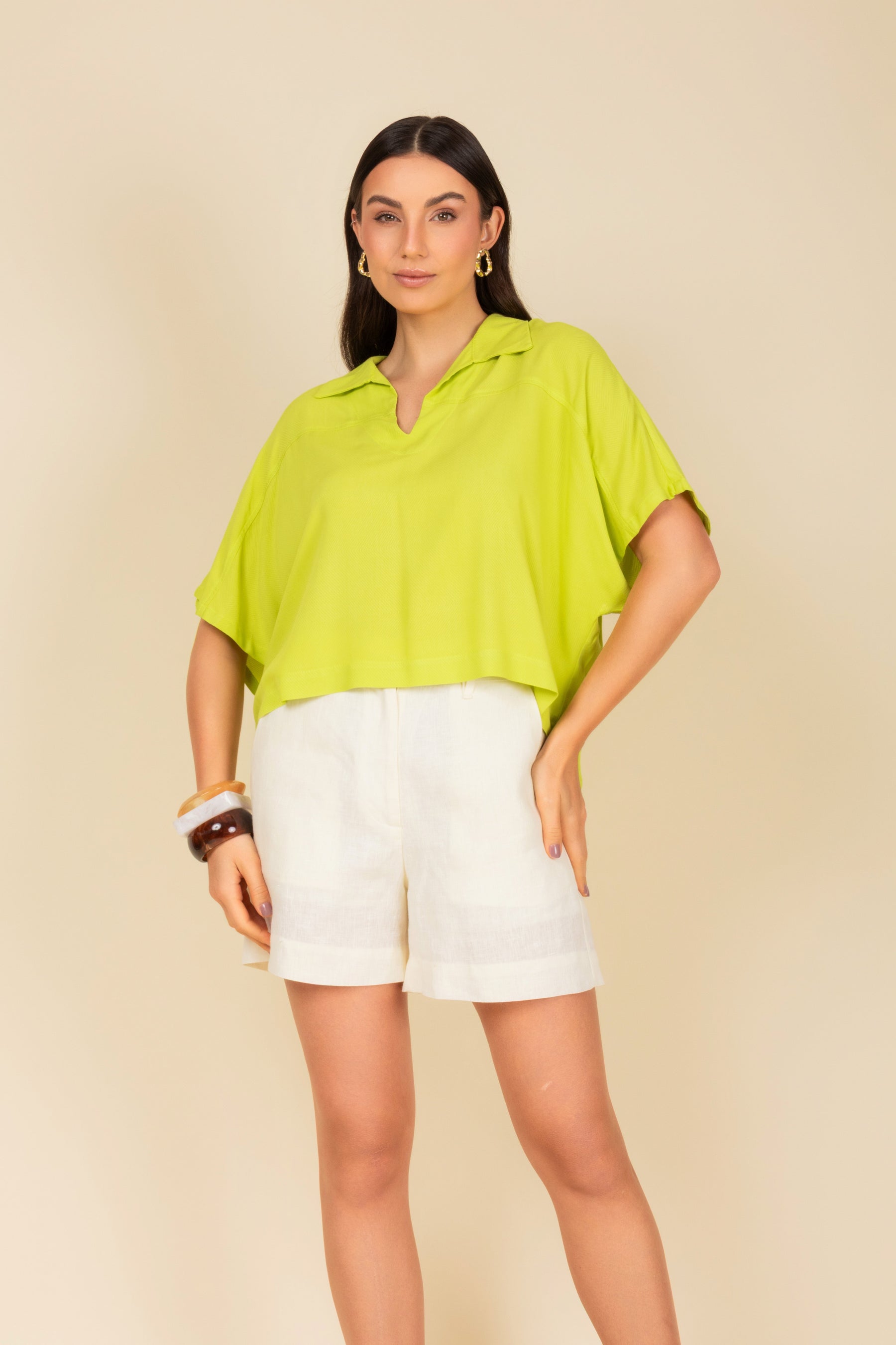 Blusa Polo Cropped em Malha