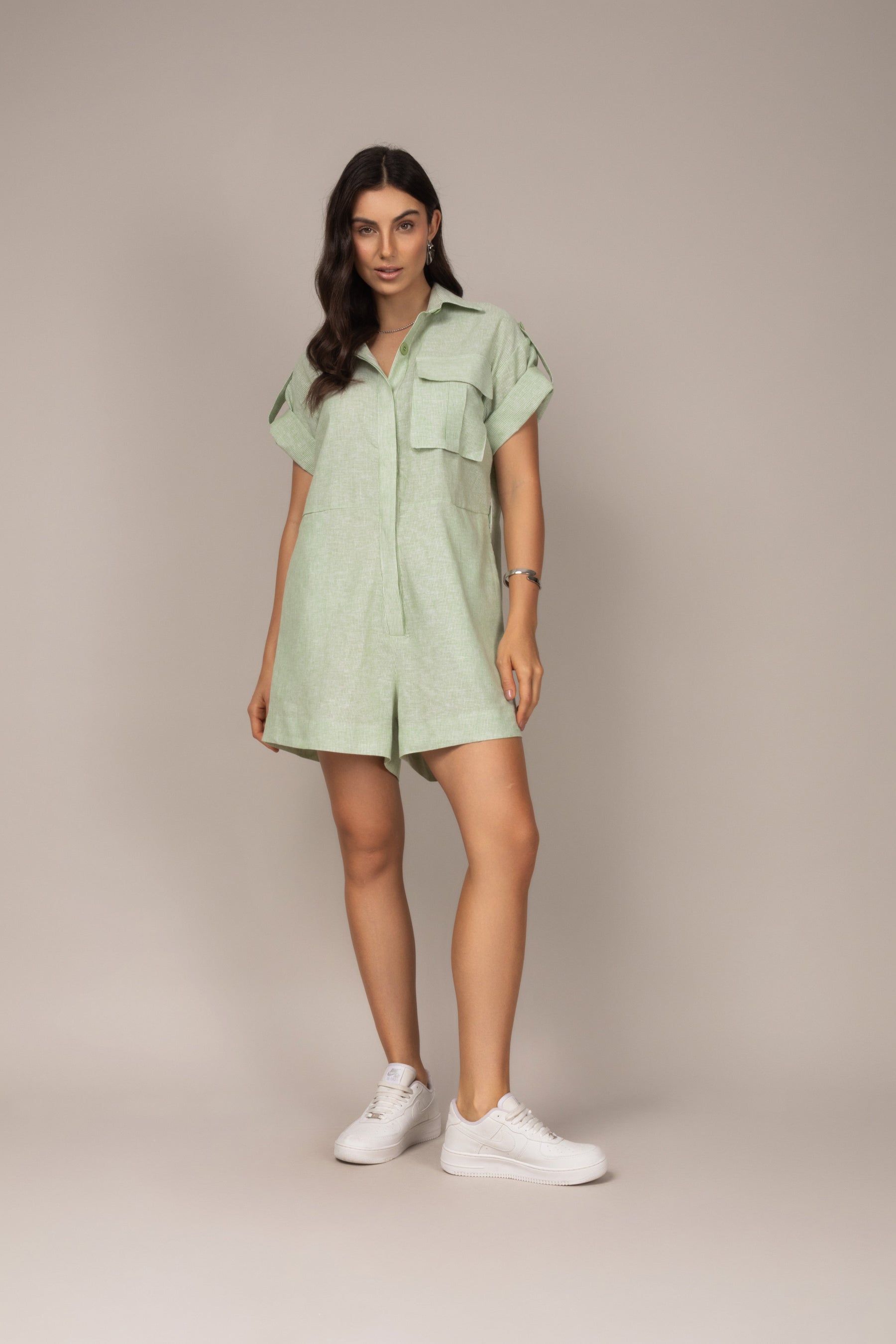 Macaquinho Camisa em Linho