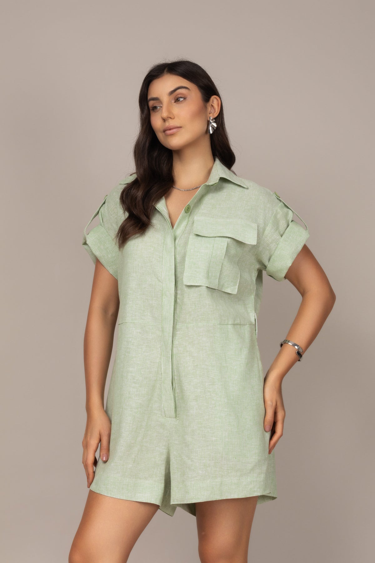 Macaquinho Camisa em Linho