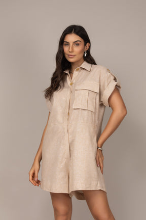 Macaquinho Camisa em Linho