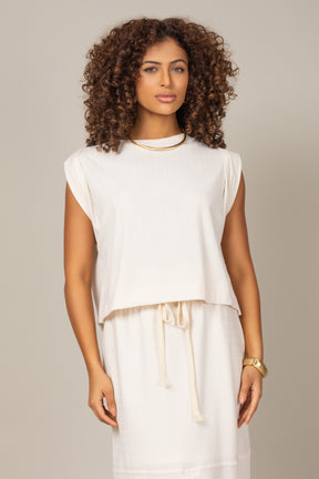 Conjunto Saia Midi com Blusa em Malha