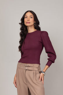 Blusa Canelada de Manga Longa