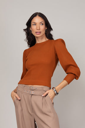 Blusa Canelada de Manga Longa