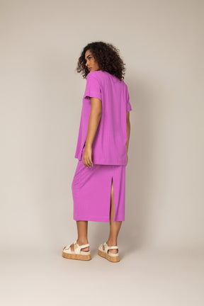 Conjunto Canelado Blusa e Saia Midi