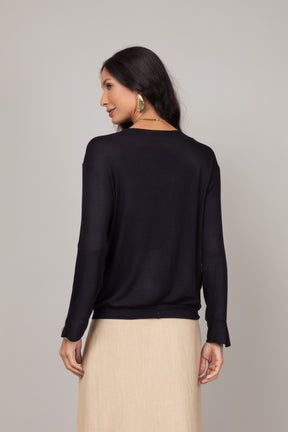 Blusa Manga Longa com Nó Frontal