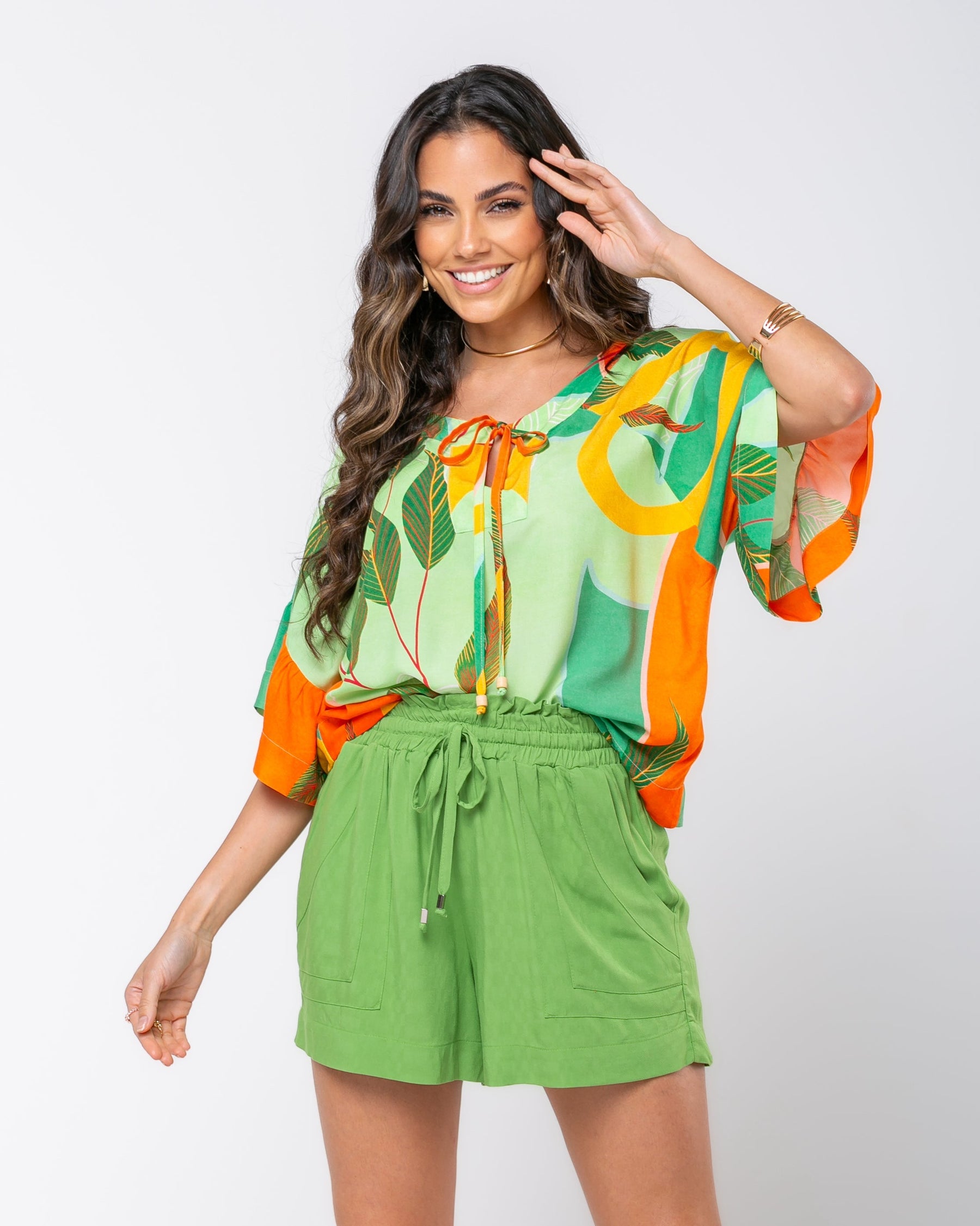 Short com Detalhe no Bolso em Viscose