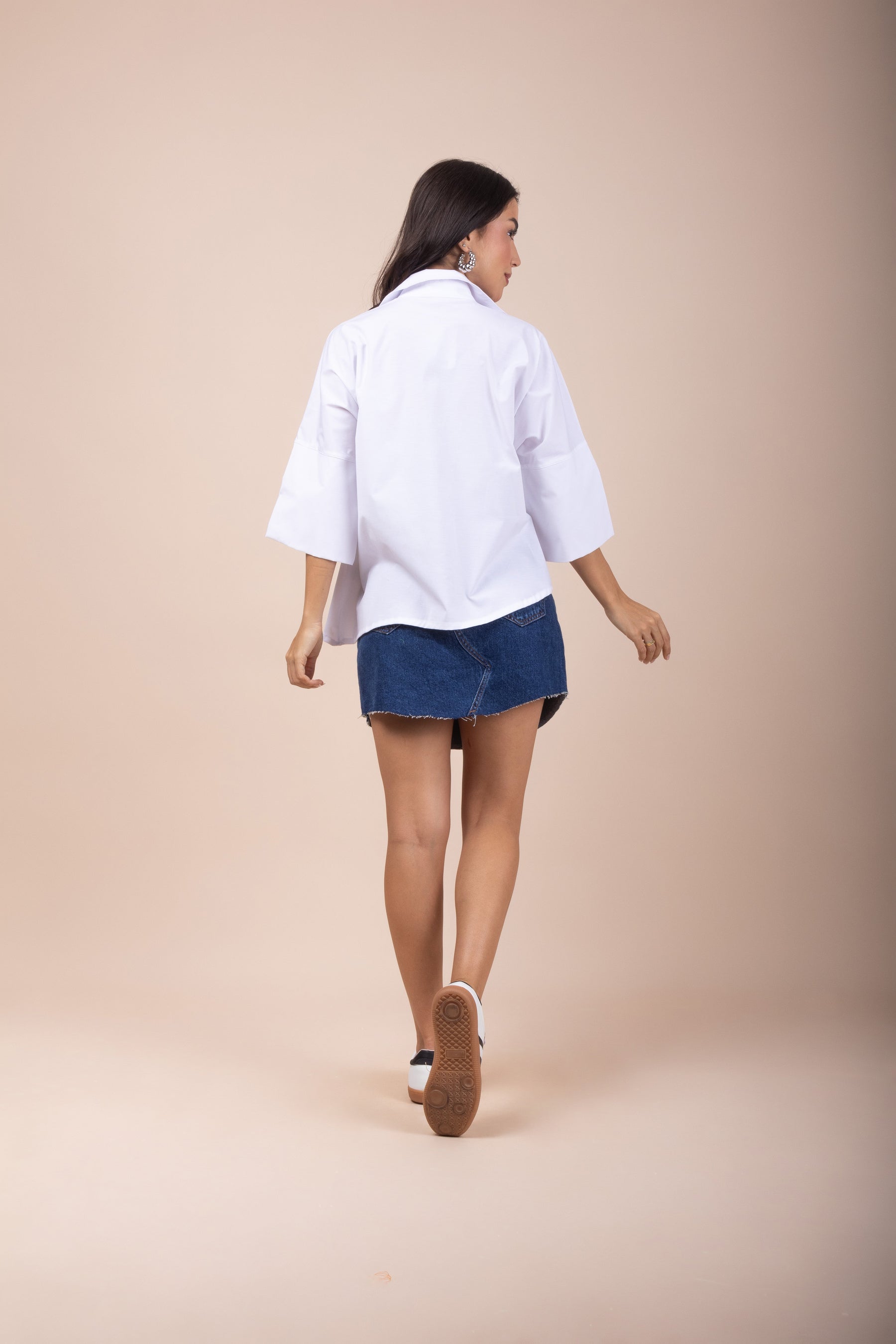 Camisa Bata Manga 3/4