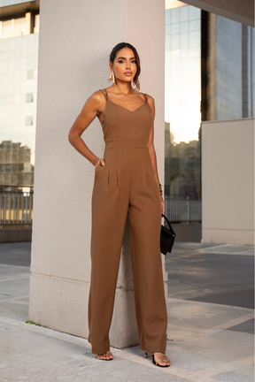 Macacão Pantalona Alça Dupla Jaque Chocolatte