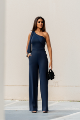 Macacão Pantalona Assimétrico Fluído Susana Blueberry