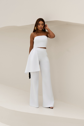 Conjunto Top Strapless Fluido Calça Flare Renata