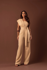 Macacão Pantalona Strapless Assimétrico Frantchêsca